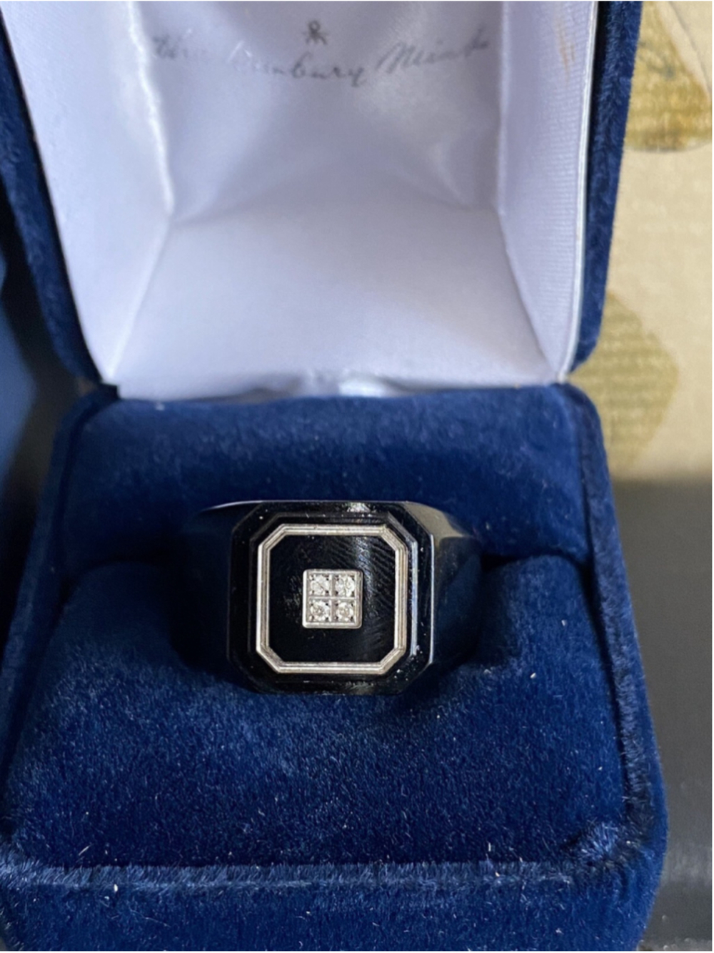 The Danbury Mint Black Ice Diamond Stainless Steel Personalized Men's Ring